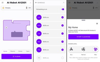 Shark AI Ultra Robot AV2501S Companion App Screen Grabs