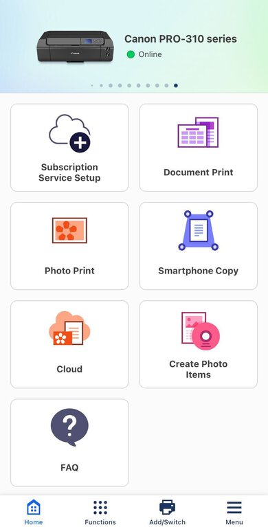Canon imagePROGRAF PRO-310 App Printscreen