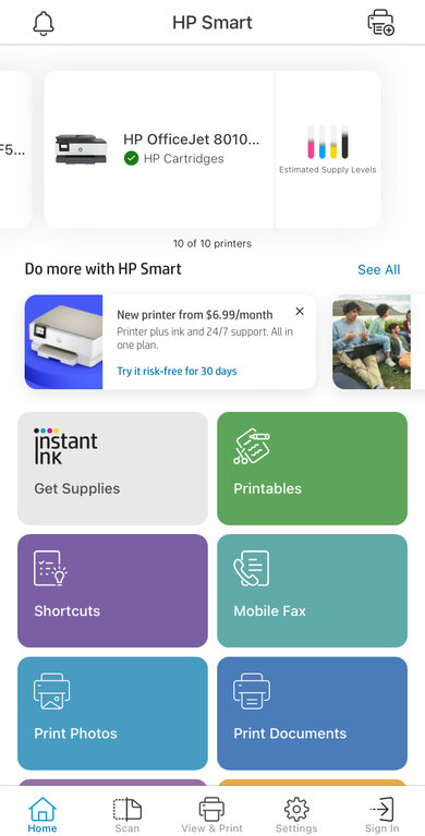 HP OfficeJet 8015e App Printscreen