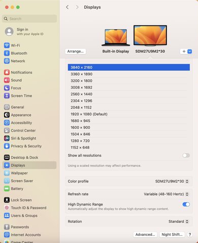 Sony INZONE M9 II macOS Screenshot