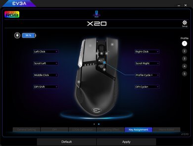 EVGA X20 Software settings screenshot