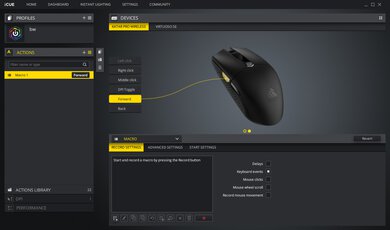 Corsair KATAR PRO Wireless Software settings screenshot