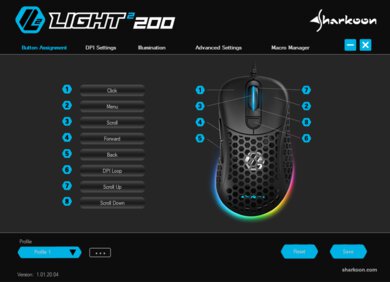 Sharkoon Light² 200 Software settings screenshot