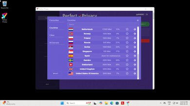 Perfect Privacy VPN Destination Selection Example