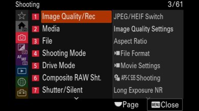 Sony α7 V Screen Menu Picture