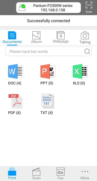 Pantum P2502W App Printscreen