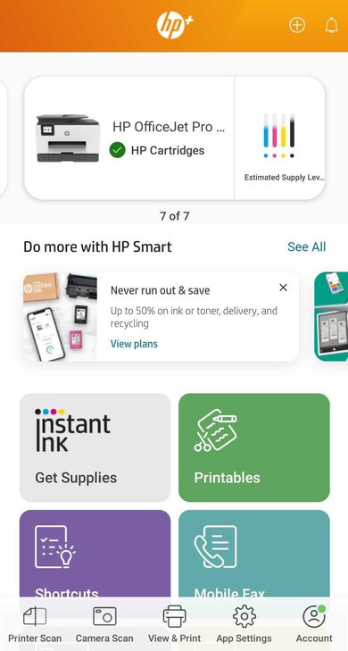 HP OfficeJet Pro 9025e App Printscreen
