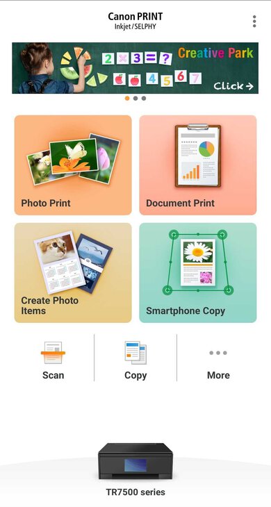 Canon PIXMA TR7520 App Printscreen