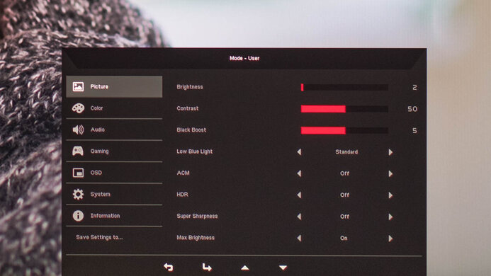 Acer Nitro XV275K P3biipruzx OSD Picture