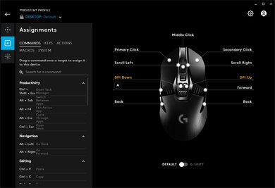 Logitech G900 Chaos Spectrum Software settings screenshot