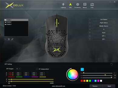 DELUX M700 Software settings screenshot