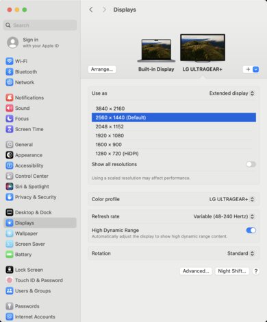 LG 27GS95QE-B macOS Screenshot