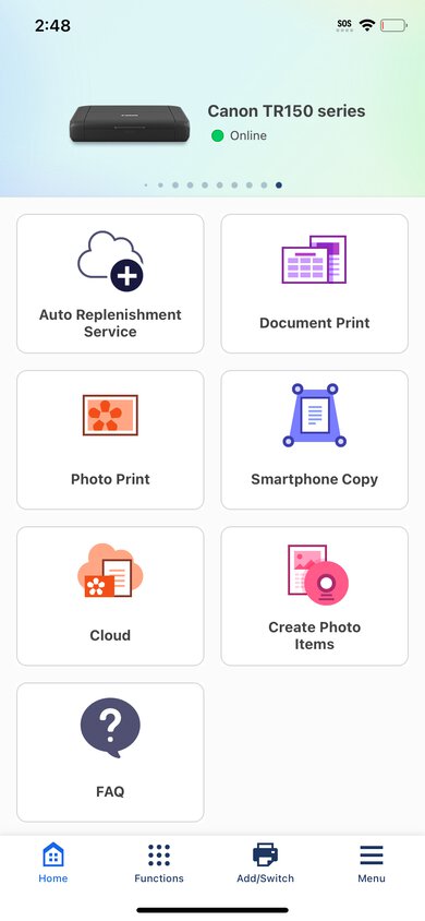 Canon PIXMA TR150 App Printscreen