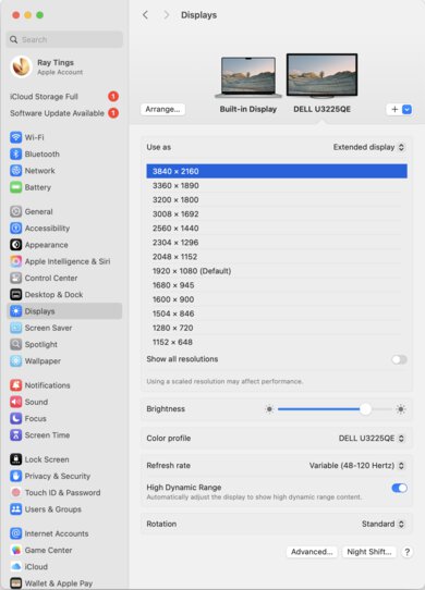 Dell U3225QE macOS Screenshot