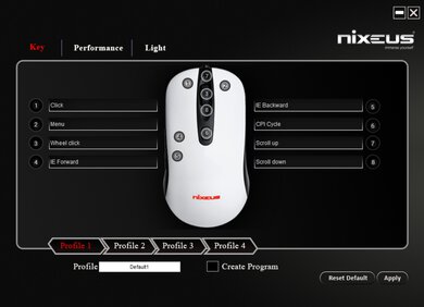 Nixeus REVEL Fit Software settings screenshot