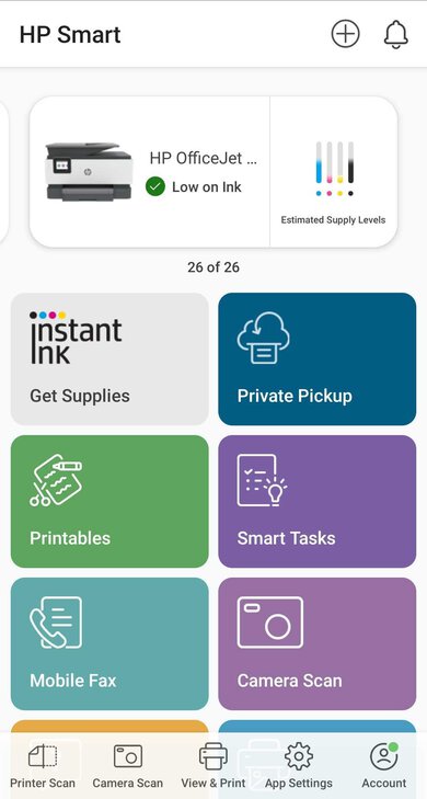 HP OfficeJet Pro 9015e App Printscreen